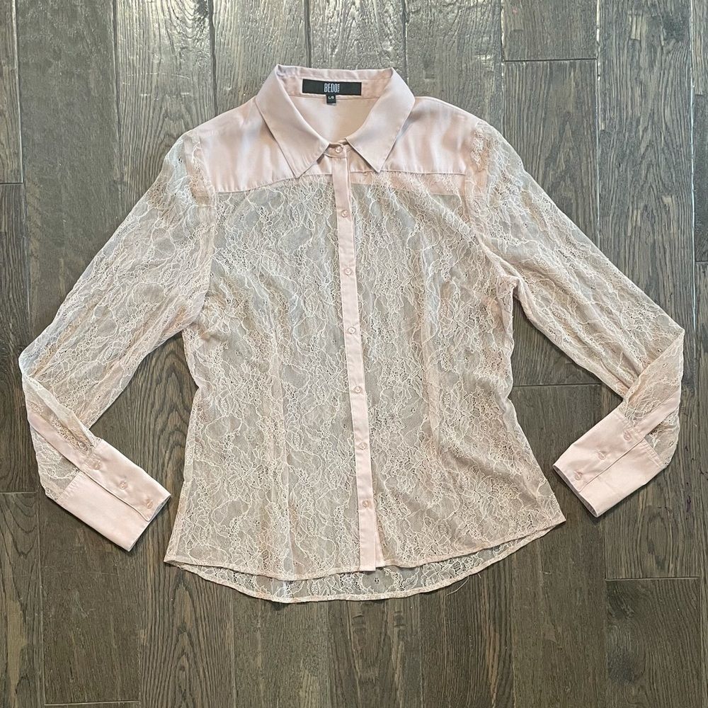 BEDO Femme Nude Lace See Through Top